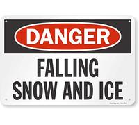 Smartsign Safety Sign, Legend "danger: Falling Snow & Ice", nero/rosso e bianco, 12" x 18", Black/Red on White, 1
