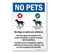 SmartSign Targa in metallo con scritta in lingua inglese "No Pets - No Dogs Or Pets Allowed, Comfort/Emotional Support Animals Not Service...", 35,6 x 25,4 cm, in alluminio laminato antiruggine