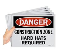 SmartSign - Targa OSHA con scritta "Danger - Construction Zone, Hard Hats Required" (22,9 x 30,5 cm), serigrafata, in polistirolo da 10 ml, colore: rosso, nero e bianco