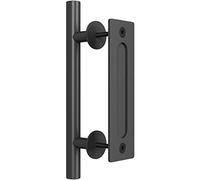 SMARTSTANDARD 30,5 cm Pull and Flush porta maniglia set in nero porta scorrevole hardware maniglia