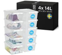 SmartStore - 10x Contenitore di plastica con coperchio 14L (40x30x18cm) |Cassetti di plastica con coperchio|Materiale sicuro per gli alimenti|BPA-Free|Contenitore resistente per casa e ufficio