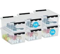 SmartStore 14L - Scatole in plastica trasparente con coperchio, confezione da 6 pezzi, 10 anni di garanzia, adatte agli alimenti, bloccate con clip, impilabili e inseribili, L40 x 30 x 18 cm