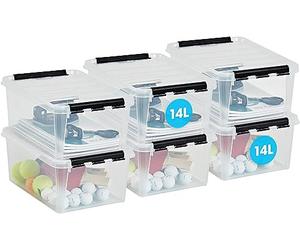 SmartStore 14L - Scatole in plastica trasparente con coperchio, confezione da 6 pezzi, 10 anni di garanzia, adatte agli alimenti, bloccate con clip, impilabili e inseribili, L40 x 30 x 18 cm