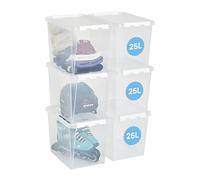 SmartStore - 6x Cassetto di plastica con coperchio 25L(40x30x32cm)|Cassetti di plastica con coperchio|Materiale sicuro per gli alimenti|Cucina e organizzazione|BPA-Free|Contenitore resistente per casa