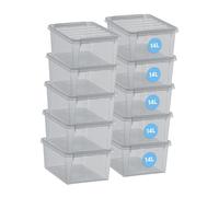 SmartStore - Colore Grigio 14L - Set di 10 Scatole - Grigio - 40 x 30 x 18 cm - 14l