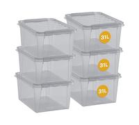 SmartStore - Colour 31L - Set di 6 scatole portaoggetti - grigio - 50 x 39 x 26 cm - 31l