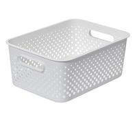 SmartStore Essence L - Cestino portaoggetti con manici, 36,5 x 27 x 15 cm, in plastica riciclata, colore: bianco