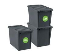 SmartStore - Riciclato 66L - Set di 3 scatole portaoggetti - 100% plastica riciclata - Grigio - 59 x 39 x 43 cm - 66l