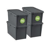 SmartStore - Riciclato 70 - Set di 4 scatole portaoggetti - 100% plastica riciclata - Grigio - 72 x 40 x 38 cm - 70l