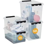 SmartStore Scatole di immagazzinaggio Bonus Pack 3 x 32L + 2 x 52L, rinforzate, trasparenti, 10 anni di garanzia, sicurezza alimentare, chiusura a clip, impilabili e impilabili, senza BPA, L50 x W39 x
