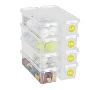 SmartStore Scatole di stoccaggio in plastica da 3,5L con coperchi - Set di 8Impilabili e sovrapponibili - Garanzia di 10 anni - Sicure per alimenti - Chiusura con clip - L38 x P14 x A11 cm