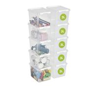 SmartStore Scatole di stoccaggio in plastica da 3L con coperchi - Set di 10 Impilabili e sovrapponibili - Garanzia di 10 anni - Sicure per alimenti - Chiusura con clip - L21 x P17 x A15 cm