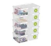 SmartStore Scatole portaoggetti in plastica 2L con coperchi - Set di 10Impilabili e sovrapponibili - Garanzia di 10 anni - Sicure per alimenti - Chiusura con clip - L21 x P17 x A11cm