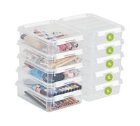 SmartStore Scatole portaoggetti in plastica da 1L con coperchi - Set di 10 Impilabili e sovrapponibili - Garanzia di 10 anni - Sicure per alimenti - Chiusura con clip - L21 x P17 x A6 cm