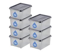 SmartStore Set di 7 contenitori in plastica impermeabili con coperchio, impilabili e impilabili, per alimenti e senza BPA, grado di protezione IP64, 40 x 30 x 20 cm, colore antracite