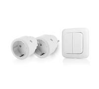 Smartwares SH4-99575 Set interruttore presa per interni con doppio interruttore luce - Plug&Connect, 2 prese intelligenti, doppia luce Wi-Fi, frequenza 433,92 MHz, portata Wi-Fi 30 m, potenza 2300 W
