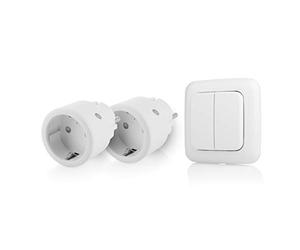 Smartwares SH4-99575 Set interruttore presa per interni con doppio interruttore luce - Plug&Connect, 2 prese intelligenti, doppia luce Wi-Fi, frequenza 433,92 MHz, portata Wi-Fi 30 m, potenza 2300 W