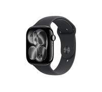 Apple Watch Series 11 GPS + Cellular 46mm, Cassa in Alluminio colore Jet Black con cinturino Nero Sport Band - S/M