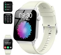 Smartwatch con Effettua/Risposta Chiamate, 1,85" Orologio Smartwatch Impermeabile IP68, 110+ Modalità Sportive Smart Watch Contapassi, Sonno/Cardiofrequenzimetro, Orologio per Android iOS Beige Bianco