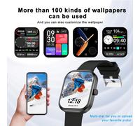 Smartwatch con schermo HD, dotato di display a colori curvo ad alta definizione LED, supporta più lingue, schermo touch completo, lettore musicale, funzione di chiamata, notifiche di messaggi Taglia u