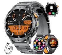 Smartwatch da uomo con batteria da 1000 mAh, grande display HD, militare, con torcia/chiamate Bluetooth, IP68, impermeabile, 120 + modalità sportive con frequenza cardiaca/monitor del sonno, per