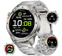 Smartwatch da uomo con GPS, bussola, barometro, altimetro, display AMOLED da 1,43", 170+ modalità sportive, 5 ATM, impermeabile, batteria 45 giorni, orologio militare in acciaio inox per Android iOS