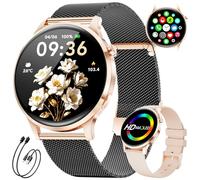 Smartwatch Donna 1,32" AMOLED Ultra Sottile con 2 Cinturini e 2 Caricatori Inclusi, Chiamate Bluetooth, IP68, 120+ Modalità Sportive, Monitoraggio Sonno e Ciclo Mestruale, Compatibile Android e iOS