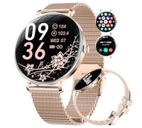 Smartwatch Donna,1,43" AMOLED Orologio Fitness Ultra Sottile con 2 Cinturini, Chiamate, 100+ Modalità Sportive, 24H Cardiofrequenzimetro, Monitoraggio Sonno, Ciclo Mestruale, IP68, per Android iOS