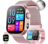 Smartwatch Donna Chiamata Bluetooth e Risposta Vivavoce, IP68, Impermeabile, Orologio Sportivo con Torcia, Misurazione Della Pressione Sanguigna, SpO2, 123 Modalità Sportive per Android iOS (Rosa)