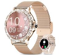 Smartwatch Donna Chiamate BLE5.2, 1,3'' HD Schermo Orologio Smartwatch Rotondo con Notifiche Messaggi/120+ Sportive/Cardiofrequenzimetro/SpO2/Sonno, Smart Watch Donna IP68 per Android iOS, Oro Rosa