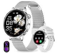 Smartwatch Donna Chiamate BLE5.3, 1,27'' HD Schermo Orologio Smartwatch Rotondo con Notifiche Messaggi/120+ Sportive/Cardiofrequenzimetro/SpO2/Sonno, Smart Watch Donna IP68 per Android iOS, Argento