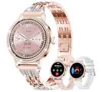 Smartwatch donna con Diamant,3 Cinturini,1,27" HD Smart Watch con Chiamate Bluetooth,Pressione/Sonno/Passi/HR/SpO2/Calorie,IP68 120+ Sportivo orologio donna smartwatch per Android/iOS,Oro rosa
