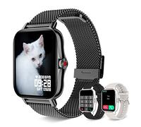 Smartwatch Donna Orologio Uomo Contapassi Fitness Tracker con Cardiofrequenzimetro Sonno SpO2, Orologio Sportivo Android iPhone Impermeabile Smart Watch Notifiche Messaggi WhatsAPP Chiamate, Nero