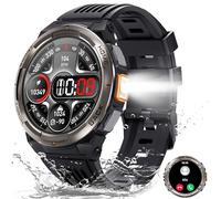 Smartwatch Militare Uomo Impermeabile 3ATM con Torcia LED, 1,45" HD Rugged Smartwatch Orologio con Chiamate, Fitness Tracker con 110+ Modalità Sport Bussola Altitudine Barometro SpO2 per Android iOS