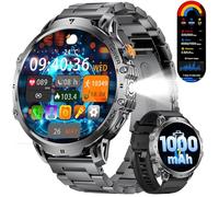 Smartwatch Uomo 1000 mAh Batteria/1.85'' HD Grande Display Smartwatch con 100+ Modalità Sportive,IP68 Impermeabile Fitness Watch con 24/7 Frequenza Cardiaca,Monitor del Sonno per Android iOS,Metallo