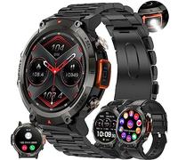 Smartwatch Uomo Chiamata Bluetooth e Risposta Vivavoce, 1,45" AMOLED 5ATM Smart Watch Intelligente con Cardiofrequenzimetro, Torcia, Pressione Sanguigna,SpO2, Orologio Fitness Tracker per Android iOS