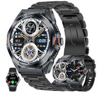 Smartwatch Uomo Chiamata Bluetooth e Risposta Vivavoce, 1,46” AMOLED 5ATM Smart Watch con 123 Modalità Sport Cardiofrequenzimetro Sonno Notifiche Messaggi Orologio Fitness per Android iOS (Nero)