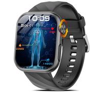 Smartwatch Uomo con ECG/Acido Urico/HRV/Pressione Sanguigna/Sonno/BMI/Temperatura Corporea/Cardiofrequenzimetro,1,97"AMOLED li m a Orologio Fitness con Chiamate, Pulsante SOS