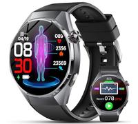 Smartwatch Uomo Con ECG/Pressione Sanguigna/AI Salute/Micro-Check-Up,Nero | 1,43" AMOLED Orologio Fitness Con HRV/BMI/Temperatura/Frequenza Cardiaca/SpO2/Sonno/110+ Sportive/SOS/Chiamata,Android iOS