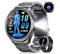 Smartwatch Uomo con ECG, VFC, Micro-Check-Up, Pressione Sanguigna, AI-GPT | 1,53" Orologio Fitness con 24H Sonno/Cardio/SpO2, 120+ Sport, 5ATM, Torcia, Chiamata SOS, Notifiche Messaggi Android iOS Nero