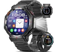 Smartwatch Uomo con GPS/Altezza/Pressione,1.39'' Orologio Smartwatch con Torcia LED/530mAh/Chiamata,3ATM Impermeabile 110+ Modalità Sport Cardiofrequenzimetro SpO2 per Android iOS (Doppio Cinturino)
