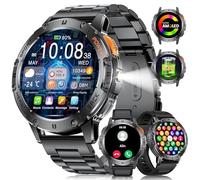 Smartwatch Uomo con Torcia LED, 3 cinturini,530 mAh,1.43" AMOLED Always-On Display Orologio Smart Watch con 120+ Modalità Sportive 5ATM Impermeabile,Sonno/Cardiofrequenzimetro,SpO2 per Android iOS