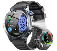 Smartwatch Uomo GPS, 1.43" AMOLED Militari Orologio Smartwatch con Chiamate Bluetooth, 5 ATM Smart Watch con Sonno/Cardiofrequenzimetro/Torcia/Bussola, 160+ Sportive Fitness Tracker per Android iOS