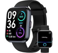 Smartwatch Uomo Orologio, 1,8" Smartwatch Chiamate Risposta Vivavoce, Alexa Integrato Cardiofrequenzimetro SpO2 Sonno, Contapassi Orologio Fitness Notifiche 110 modalità Sport per Android/iOS Nero