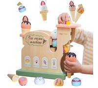Smartwo Gelatiera per Bambini in Legno, Giochi Gelato Bambina, Macchina Gelato Bambini, Cucina Giocattolo per Bambini, Accessori Cucina Legno, Regalo per Bambina 3 4 5 6 Anni