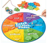 Smartwo Gioco Pesca Pesci Calamita + Giochi di Ordinamento di Forme e Colori, Giochi in Legno Montessori per Bambini 2 3 4 5 Anni, Motricità Fine, Regali Bambini