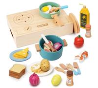 Smartwo Set Cucina Giocattolo per Bambini in Legno, Pentoline Giocattolo Bambina, Accessori Cucina Bambini Legno con Pentole Padelle Stoviglie e Alimenti 27PCS, Regalo Bambina 3 4 5 6 Anni