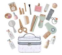 Smartwo Set Trucchi e Parrucchiere in Legno per Bambina, Finto Trucco Bellezza Salone con Trousse Cosmetici, Accessori Postazione Trucco Bimba, Giochi in Legno, Regalo Bambine 3 4 5 6 7 Anni