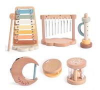 Smartwo Strumenti Musicali Bambini 1 Anno, Giochi Montessori in Legno 6 in 1 per Bambo con Xilofono Tamburello Tromba Sonaglio, Giocattoli Sensoriali Educativi Interattivi, Regalo 1 2 3 4 Anni