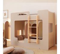 smartwood Letto a Castello 70x160 cm con Sponde, Legno, Cachemire, MIMI B | Letto a castello 2 bambini, rete inf. 230 kg, sup. 130 kg, compensato pino certificato FSC, bordi arrotondati, dai 3 anni